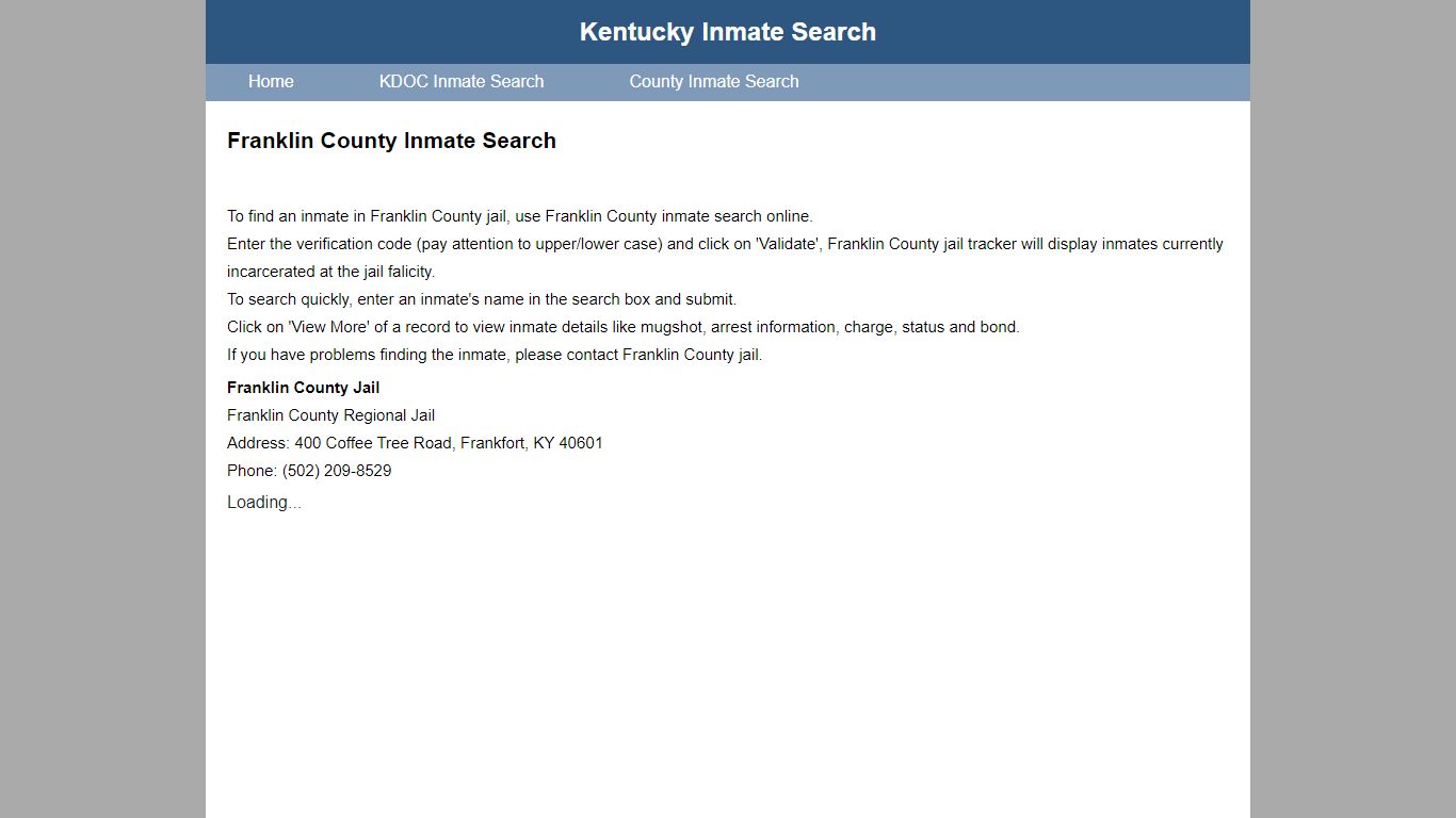 Franklin County Inmate Search